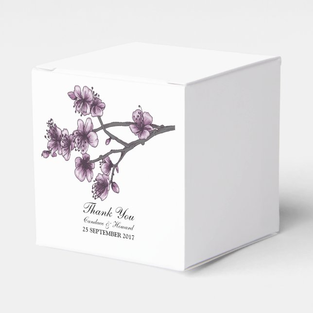 Lila Einfache Kirschblüten Gefälligkeitsboxen Geschenkschachtel (Vorderseite)
