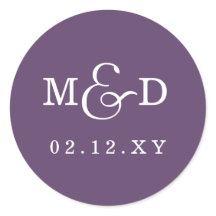 Lila Einfache moderne Monogramm-Hochzeit