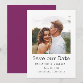 Lila Einfache SQUARE Foto Hochzeit speichern Sie d Save The Date