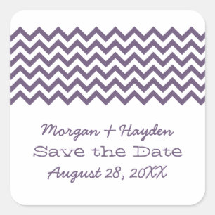 Lila Einfache Zickzack Save the Date Stickers
