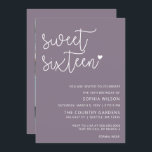 Lila einfaches Script Sweet 16 Geburtstag Foto Einladung<br><div class="desc">Lila einfache Minimalistische Script Sweet 16 Geburtstag Foto Einladung</div>