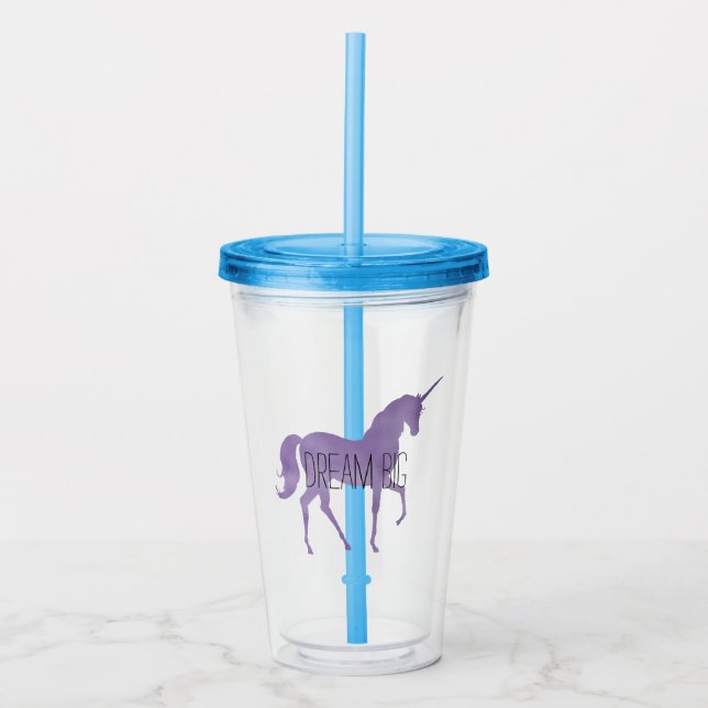 Lila Einhorn Acryltrinkbecher (Vorderseite)