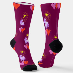 Lila Einhorn-Crew Socken