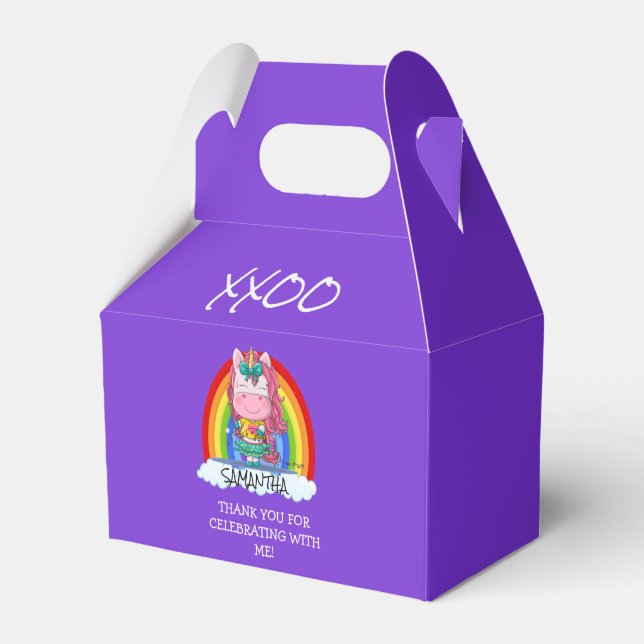 Lila Einhorn-Gastgeschenk Geschenkschachtel (Vorderseite)