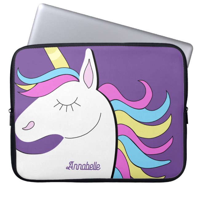 Lila Einhorn Hübsch Unicorns Fantasie Laptopschutzhülle (Vorderseite)