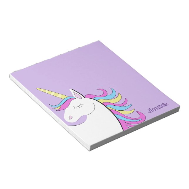 Lila Einhorn Hübsch Unicorns Fantasie Notizblock (angewinkelt)