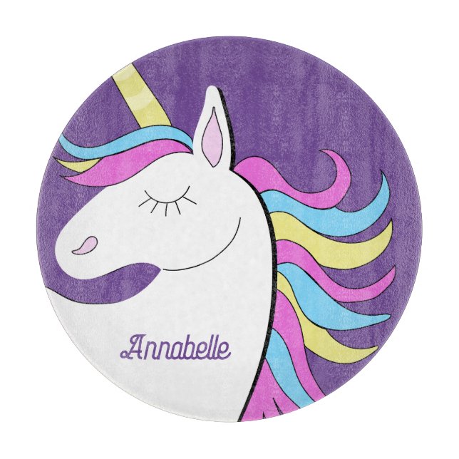 Lila Einhorn Hübsch Unicorns Fantasie Schneidebrett (Vorderseite)