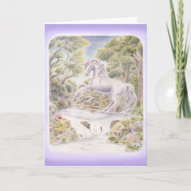 Lila Einhorn Karte (Vorderseite)