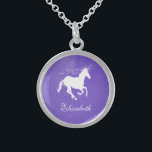 Lila Einhorn-Kette Sterling Silberkette<br><div class="desc">Personalisieren Sie ein einzigartiges Geschenk für Ihre Brautmädchen mit einer Lila Unicorn-Kette. Das Necklace Design ist mit einem sternförmigen Hintergrund und einem mit Sternen geschmückten Einhorn ausgestattet. Personalisieren Sie sich mit dem Namen der Brautjungfrau für eine gepflegte Erinnerung Ihres großen Tages. Mit diesem Design sind auch weitere Hochzeitswaren erhältlich. Brauchen...</div>