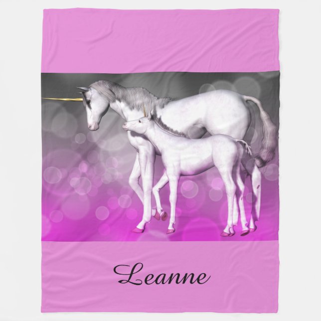 Lila Einhorn Personalisiert Fleece Blanket (Vorderseite)