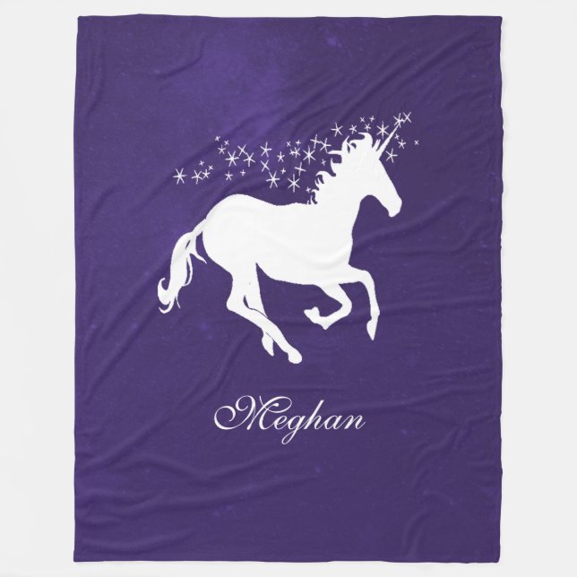 Lila Einhorn Personalisiert Fleece Blanket (Vorderseite)