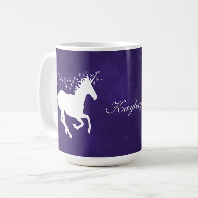 Lila Einhorn-Personalisiert-Kaffee-Tasse Kaffeetasse (Vorderseite Links)