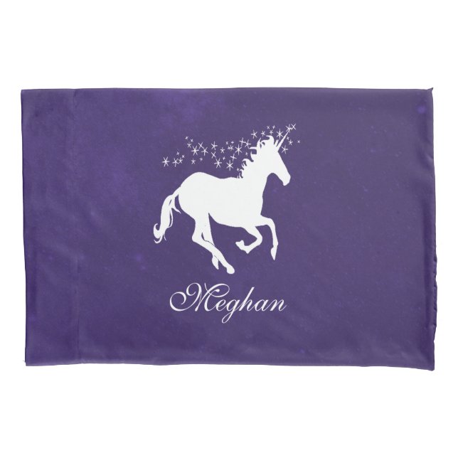 Lila Einhorn Personalisiert Pillowcase Kissenbezug (Vorderseite)