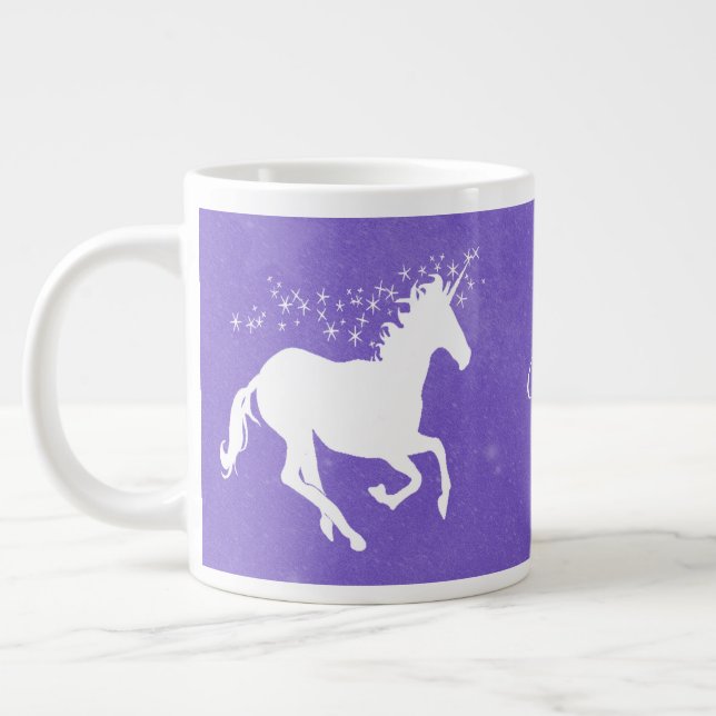 Lila Einhorn Personalisierte Riesenkaffee Tasse (Links)