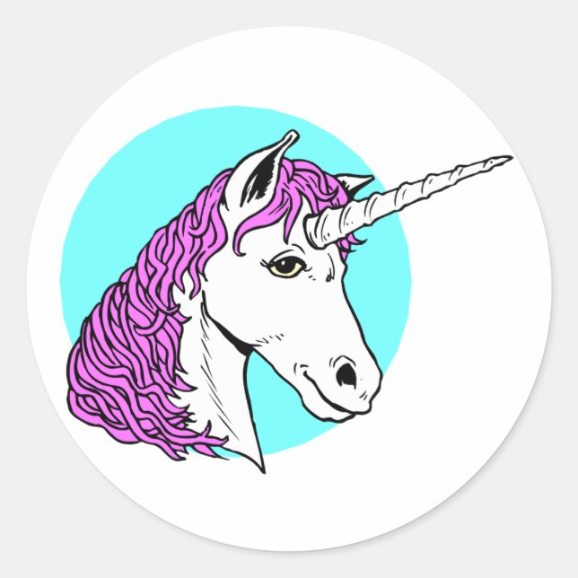 Lila Einhorn Runder Aufkleber (Vorderseite)