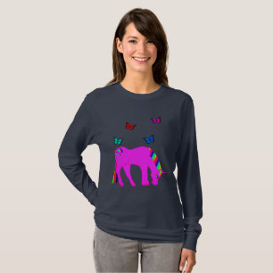 Lila Einhorn & Schmetterlinge Damen Langarmshirt T-Shirt