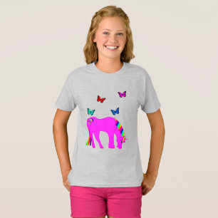 Lila Einhorn- und SchmetterlingsGirl T-Shirt