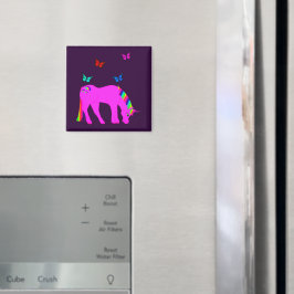 Lila Einhorn- und Schmetterlingsmagnet Magnet