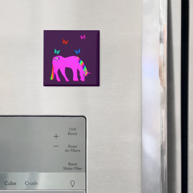 Lila Einhorn- und Schmetterlingsmagnet Magnet (In Situ (Kühlschrank))