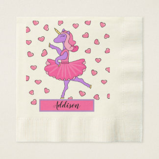 Lila Einhornballerina mit rosa Tutu-Servietten Serviette