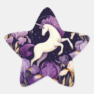 Lila Einhornbügeleisen Unicorns Stern-Aufkleber