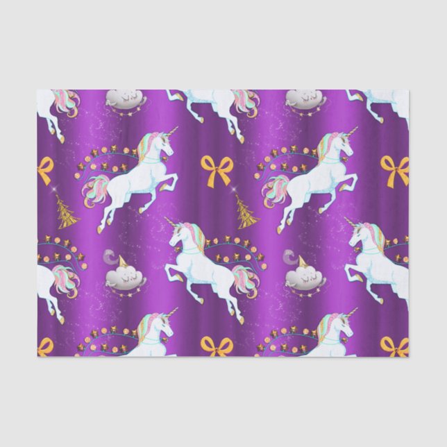 Lila Einhornweihnachtszeit Seidenpapier (Vorderseite)