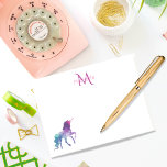Lila Einhornweiß mit Monogramm Post-it Klebezettel<br><div class="desc">Eine Fantasie eingetönt in türkis,  lila und ein wenig rosa. Weißer Hintergrund. Vorlage für Ihren Namen ein Monogramm Buchstaben in lila und rosa.</div>