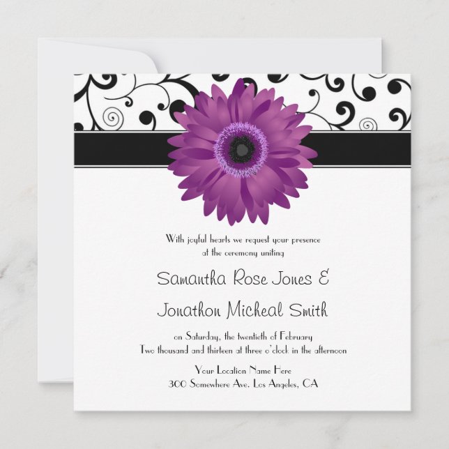 Lila Einladung (Vorderseite)