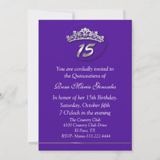 Lila Einladung von Tiara Quinceñera
