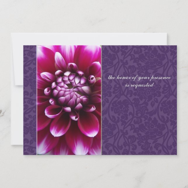 Lila Einladung zur Hochzeit von Fuschia Dahlia (Vorderseite)