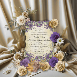 Lila Einladungen für Hochzeiten von Gold und Green