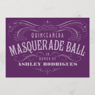 Lila Einladungen in Quinceanera Masquerade