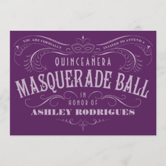 Lila Einladungen in Quinceanera Masquerade