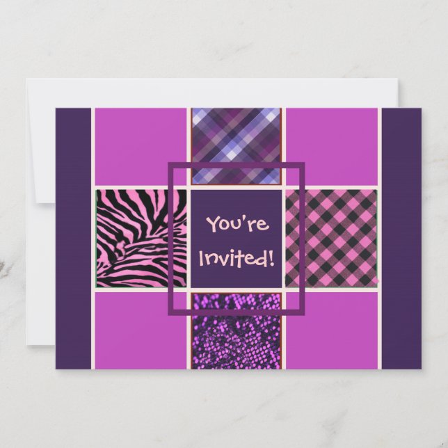 Lila Einladungen von Mädchen zum Geburtstag (Vorderseite)