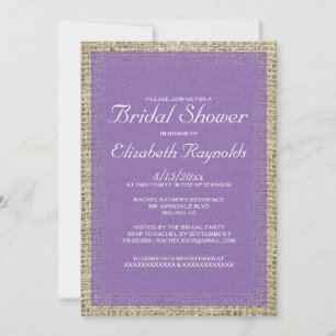 Lila Einladungen zum Burlap Bridal Duwer