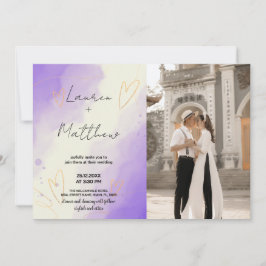 Lila Einladungen zum Hochzeitsfest mit Foto