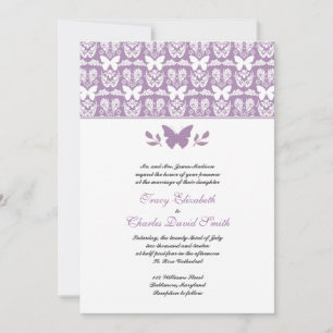 Lila Einladungen zur Butterfly-Hochzeit