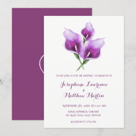Lila Einladungen zur Hochzeit von Calla Lily Monog