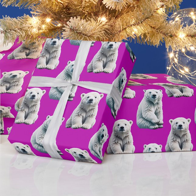 Lila Eisbär Musterdesign  Geschenkpapier (Von Creator hochgeladen)