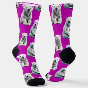Lila Eisbär Musterdesign Socken