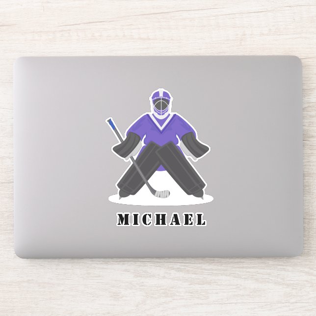 Lila Eishockeyspieler Wintersportname Aufkleber (Computer)