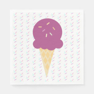 Lila Eistüten-Sprinkles Sterne Punkte Serviette