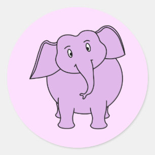 Lila Elefant. Cartoon Runder Aufkleber