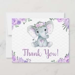 Lila Elefant Dankeschön Card Rose Girl