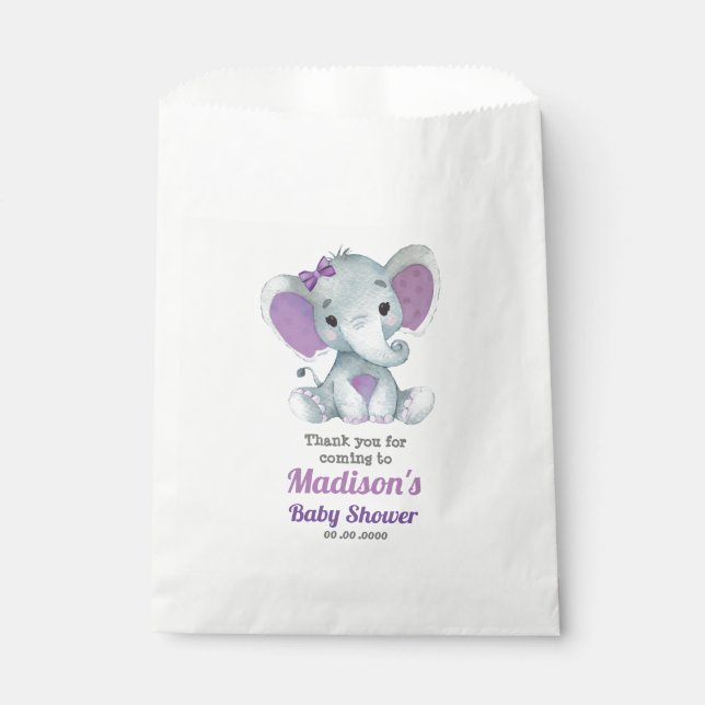Lila Elefant Gunst Bag, Anpassen Sie Ihren Text Geschenktütchen (Vorderseite)