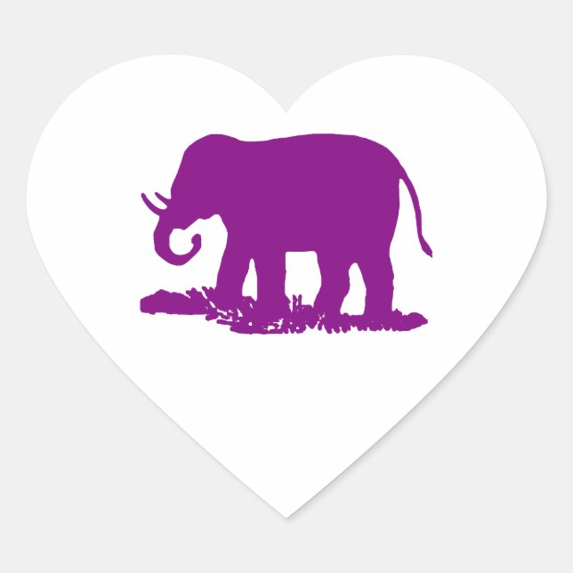Lila Elefant Herz-Aufkleber (Vorderseite)