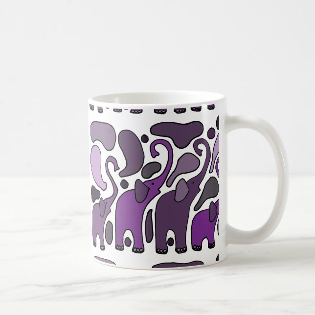 Lila Elefant-Kunst abstrakt Kaffeetasse (Rechts)