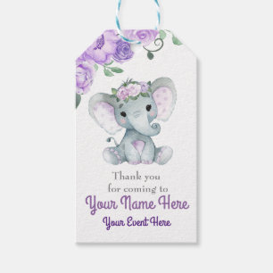 Lila Elefant Vielen Dank, dass Sie Rose markieren Geschenkanhänger