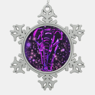 Lila Elefant Weihnachtsschmuck Schneeflocken Zinn-Ornament