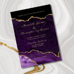 Lila Elegance Gold Glitzer Agate Wedding Einladung<br><div class="desc">Lila agate Marmor mit Gold Glitzer elegante geode Wedding Einladung. Erstellt durch © Lesruba Hochzeiten.</div>